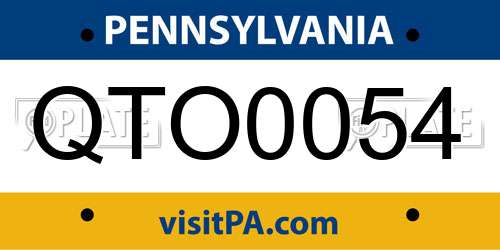 QTO0054 Pennsylvania License Plate
