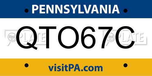 QTO67C Pennsylvania License Plate