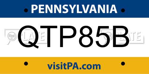 QTP85B Pennsylvania License Plate