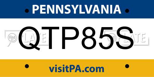 QTP85S Pennsylvania License Plate