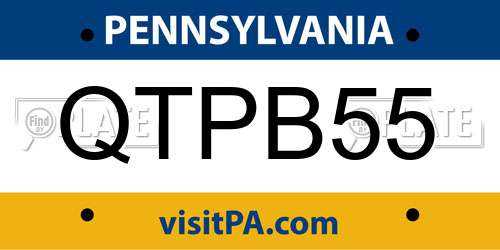 QTPB55 Pennsylvania License Plate