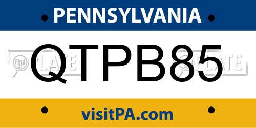 QTPB85 Pennsylvania License Plate