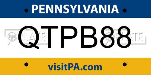 QTPB88 Pennsylvania License Plate