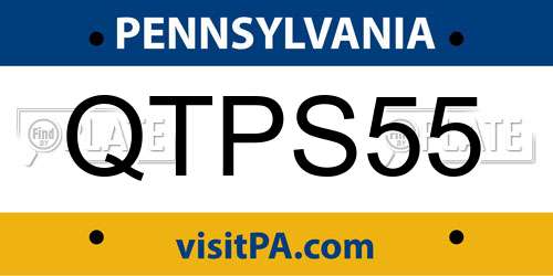 QTPS55 Pennsylvania License Plate