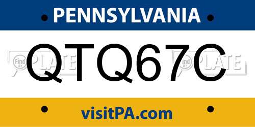 QTQ67C Pennsylvania License Plate
