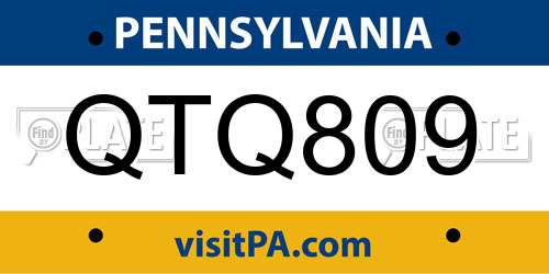 QTQ809 Pennsylvania License Plate