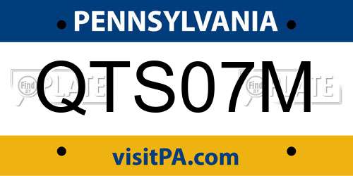 QTS07M Pennsylvania License Plate