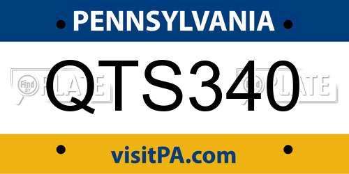 QTS340 Pennsylvania License Plate