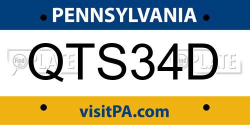 QTS34D Pennsylvania License Plate