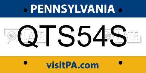 QTS54S Pennsylvania License Plate