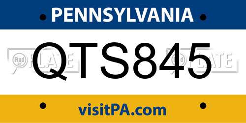 QTS845 Pennsylvania License Plate