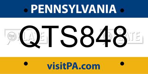 QTS848 Pennsylvania License Plate