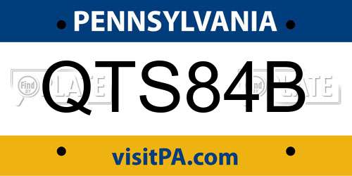 QTS84B Pennsylvania License Plate