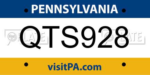 QTS928 Pennsylvania License Plate