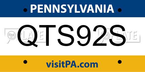 QTS92S Pennsylvania License Plate