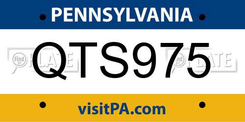 QTS975 Pennsylvania License Plate