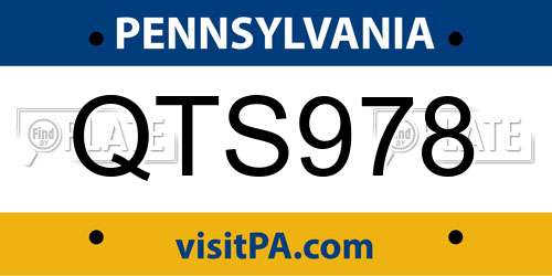QTS978 Pennsylvania License Plate