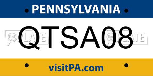 QTSA08 Pennsylvania License Plate