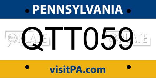 QTT059 Pennsylvania License Plate