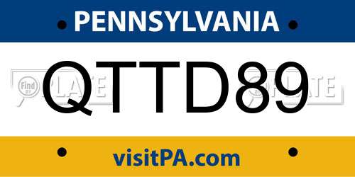 QTTD89 Pennsylvania License Plate