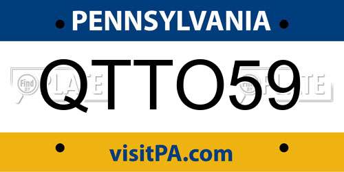 QTTO59 Pennsylvania License Plate