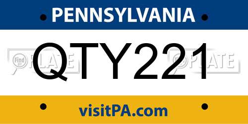QTY221 Pennsylvania License Plate