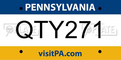 QTY271 Pennsylvania License Plate