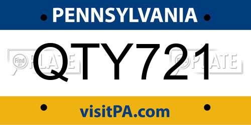 QTY721 Pennsylvania License Plate