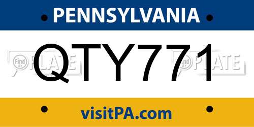 QTY771 Pennsylvania License Plate