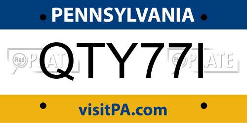 QTY77I Pennsylvania License Plate