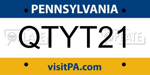 QTYT21 Pennsylvania License Plate