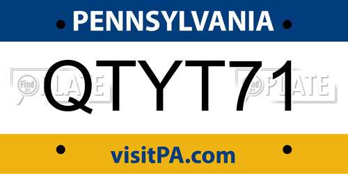 QTYT71 Pennsylvania License Plate