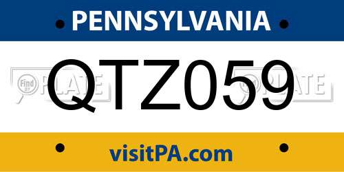 QTZ059 Pennsylvania License Plate