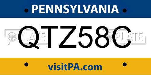 QTZ58C Pennsylvania License Plate