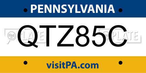 QTZ85C Pennsylvania License Plate