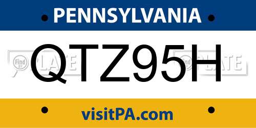 QTZ95H Pennsylvania License Plate