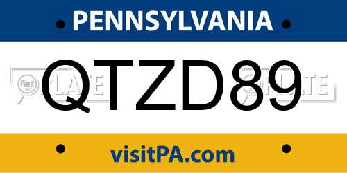 QTZD89 Pennsylvania License Plate