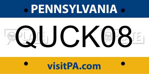 QUCK08 Pennsylvania License Plate