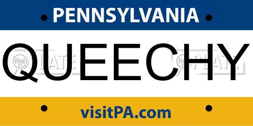 QUEECHY Pennsylvania License Plate