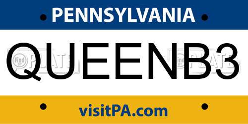 QUEENB3 Pennsylvania License Plate
