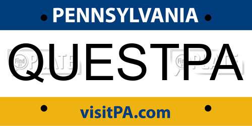 QUESTPA Pennsylvania License Plate