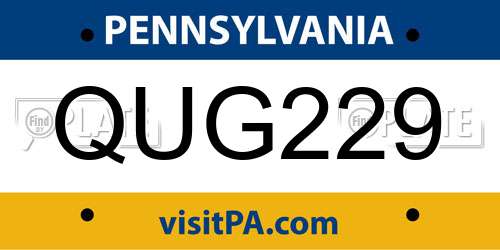 QUG229 Pennsylvania License Plate