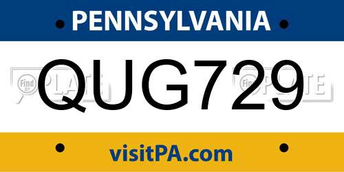 QUG729 Pennsylvania License Plate