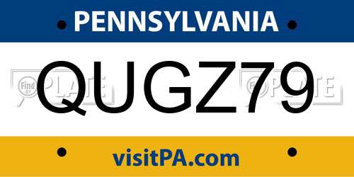 QUGZ79 Pennsylvania License Plate