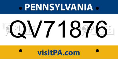 QV71876 Pennsylvania License Plate