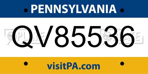 QV85536 Pennsylvania License Plate