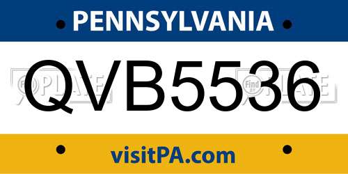 QVB5536 Pennsylvania License Plate