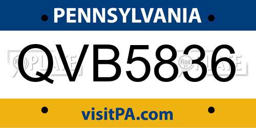 QVB5836 Pennsylvania License Plate
