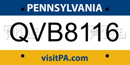 QVB8116 Pennsylvania License Plate