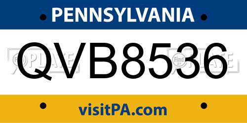 QVB8536 Pennsylvania License Plate